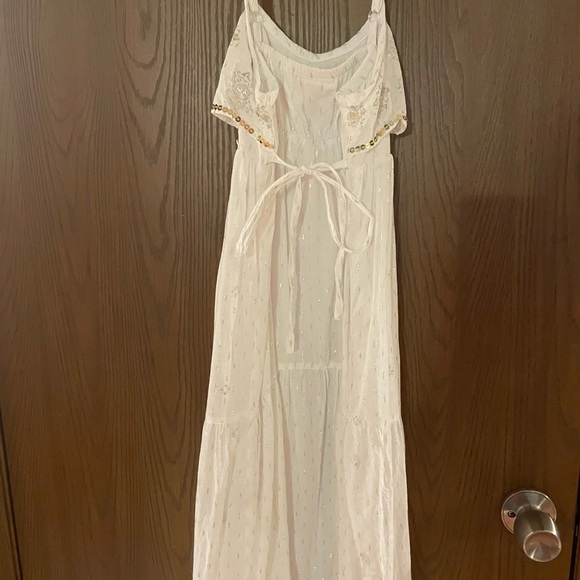 Girls size 10 white cotton summer dress with sequins and glitter. - Picture 4 of 6